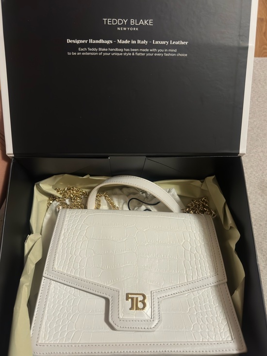 Teddy Blake Handbags - Teddy Blake White Croc-Embossed Top-Handle Satchel (Teddy Blake Sophia)